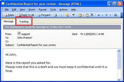 outlook 2003 tracking