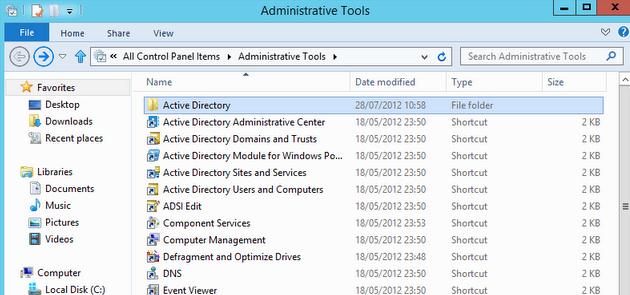 Administrative Tools windows 2012