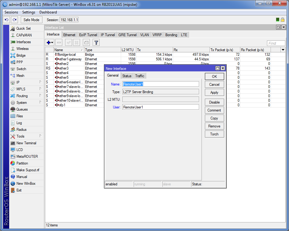 Mikrotik l2tp client