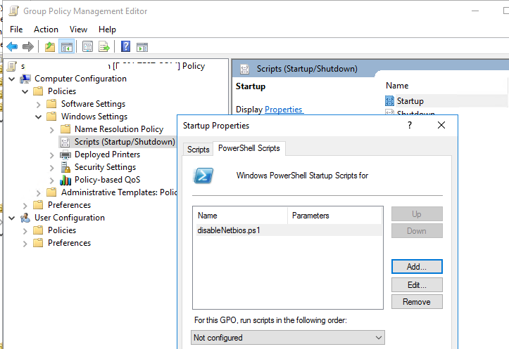 групповая политика для отключения NetBios в Windows с помощью скрипта PowerShell
