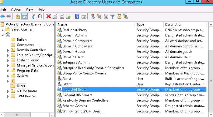Группа Protected Users в Active Directory