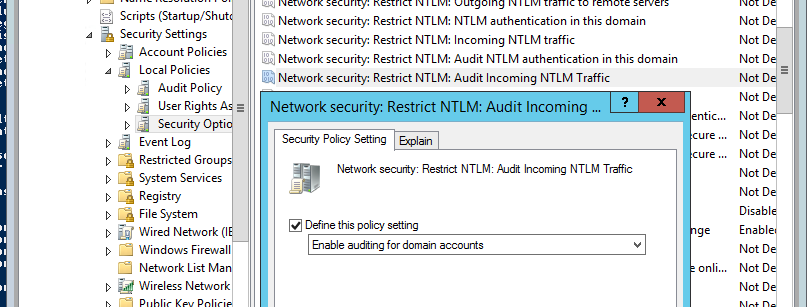 Network Security: Restrict NTLM: Audit Incoming NTLM Traffic