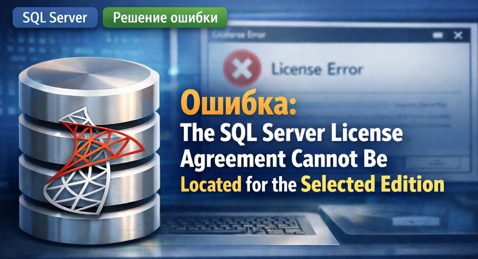 Ошибка SQL Server: The SQL Server license agreement cannot be located for the selected edition