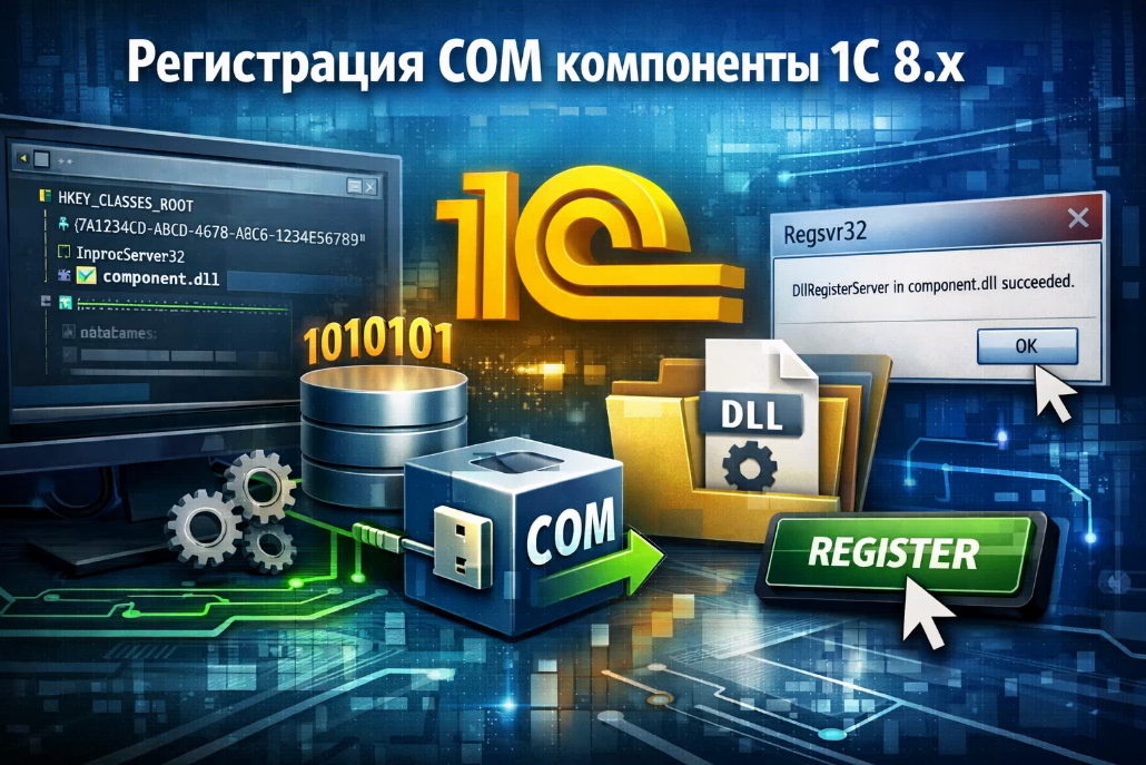 Регистрация COM компоненты для 1С 8.x с помощью regsvr32 в Windows
