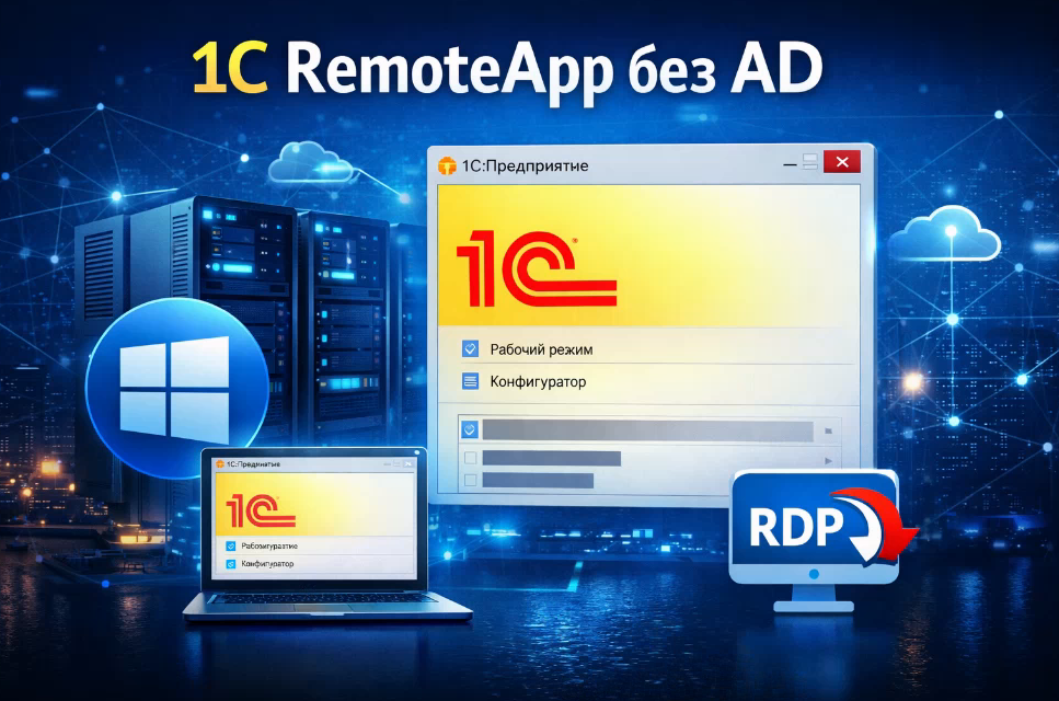Публикация 1С Предприятия через RemoteApp без домена Active Directory на Windows Server