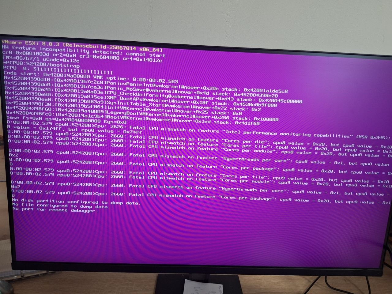 HM feature incompatibility detected: cannot start